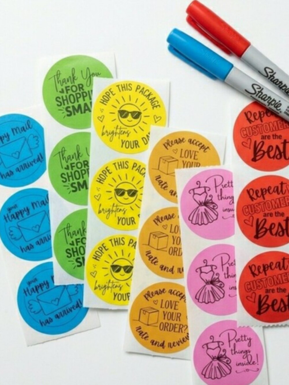 3/$15 50pc 2” Happy Mail Has Arrived Stickers Mint Green Packaging Labels - Picture 5 of 5